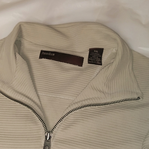Perry Ellis 1/4 zip Tan Rib Knit Sweater - Picture 2 of 6
